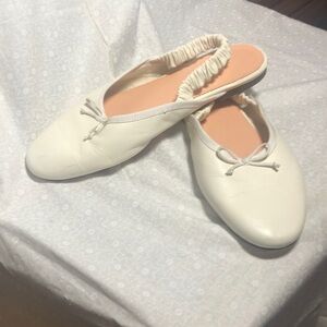 J Crew Zoe Slingback Leather Flats 0ff White